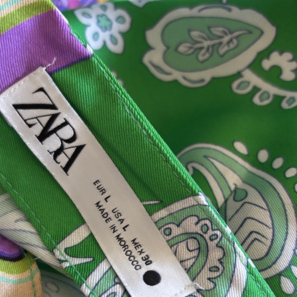 ZARA Green & Purple Paisley skirt